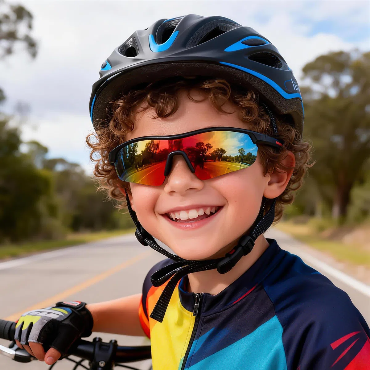 Occhiali da Sole Bambino e Bambina 5 ai 13 Anni - Polarizzati Occhiali Sportivi Ciclismo Bici Running Protezione UV400 per Ragazzi e Ragazze