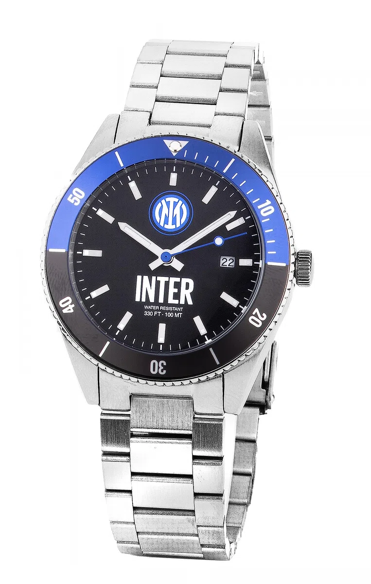 Inter FC Orologio Subacqueo Ufficiale Cassa in Acciaio 40 mm Resistente all'Acqua fino a 100 m