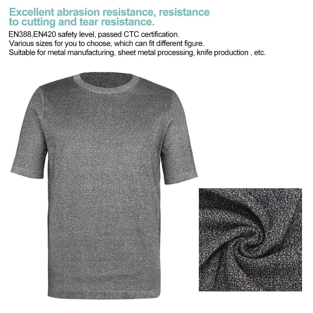 Abbigliamento Resistente Taglio Maglietta Sicurezza a Prova Taglio Top Abbigliamento Lavoro Industriale Livelli 5 Abbigliamento Protettivo per Fabbrica Magazzino Cucina(l)