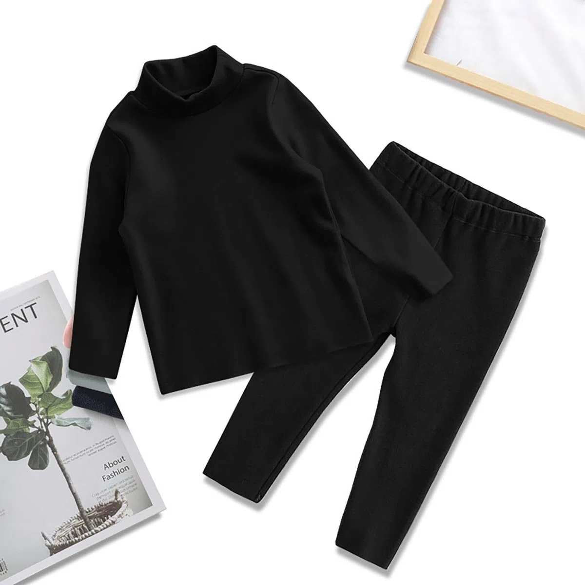 FGUUTYM Set di biancheria intima termica per ragazze e ragazze in inverno e inverno, colletto medio lungo, Homewear, set di 2 pezzi, set di abbigliamento per ragazze 74