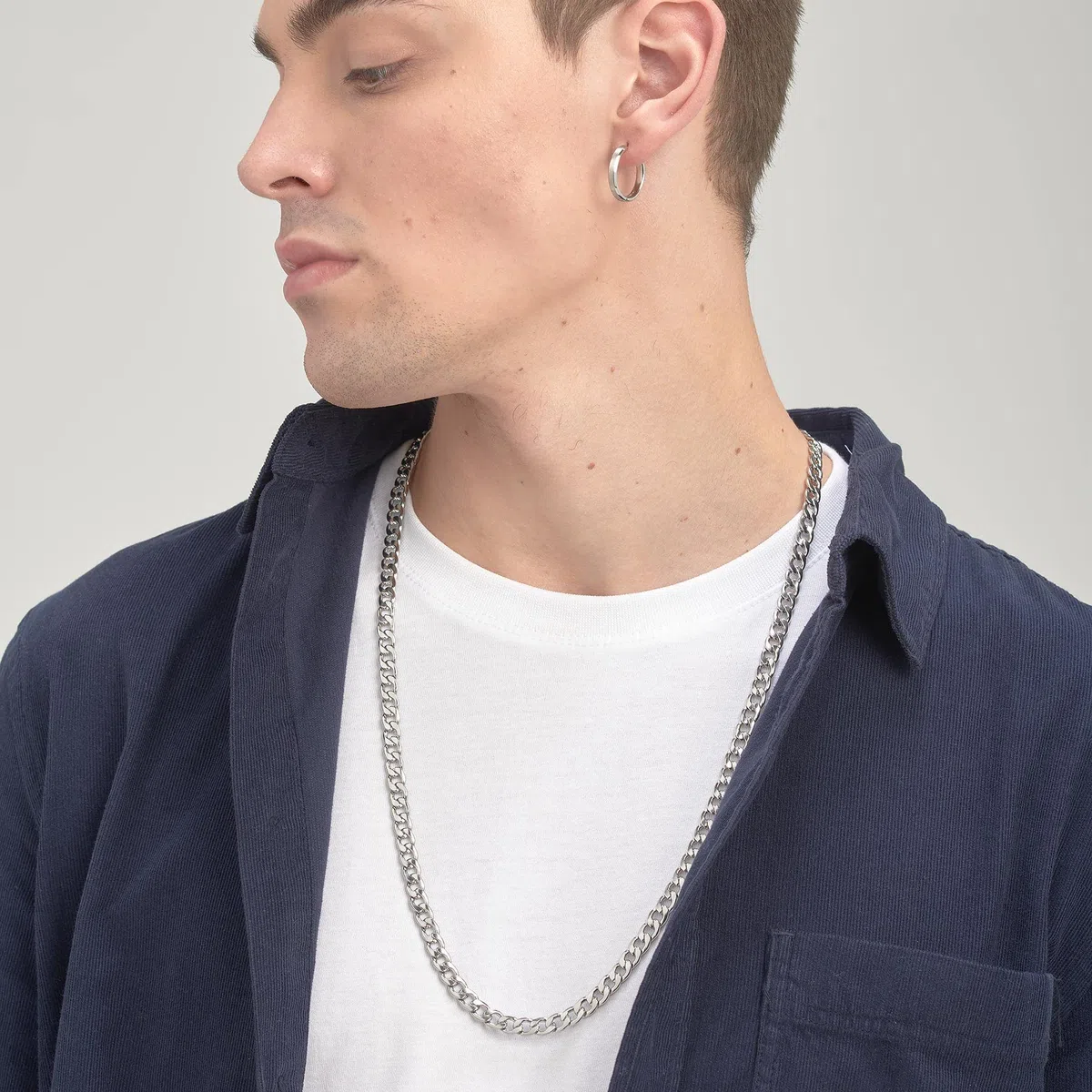 Brosway Orecchino Singolo Uomo, Orecchino a Cerchio in Acciaio | Collezione INK - BIK102