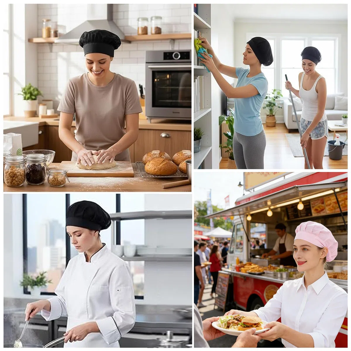 2 x cappello da chef cucina cappello da cuoco elastico in rete per catering panettiere servizio alimentare riutilizzabile