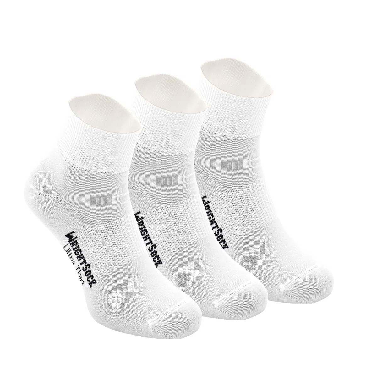 Wrightsock Calzini da corsa ultra sottili per uomini e donne, imbottiti, ecologici e anti vesciche, con il nostro design sagomato del piede, realizzati in America con regolazione dell'umidità, bianco,