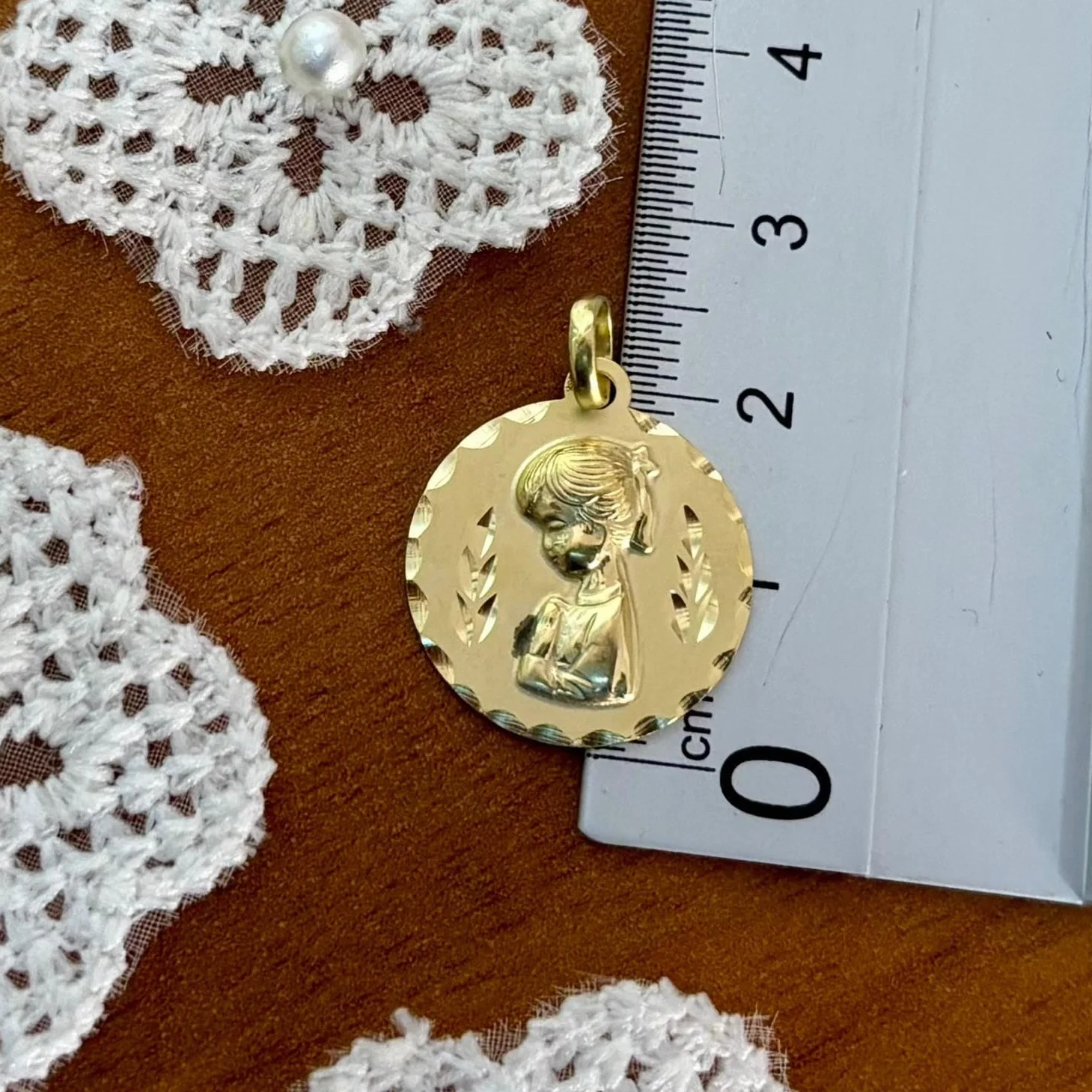 Medaglia vergine bambina in argento sterling placcato oro sfumato, Pequeño, Argento sterling, Nessuna pietra preziosa