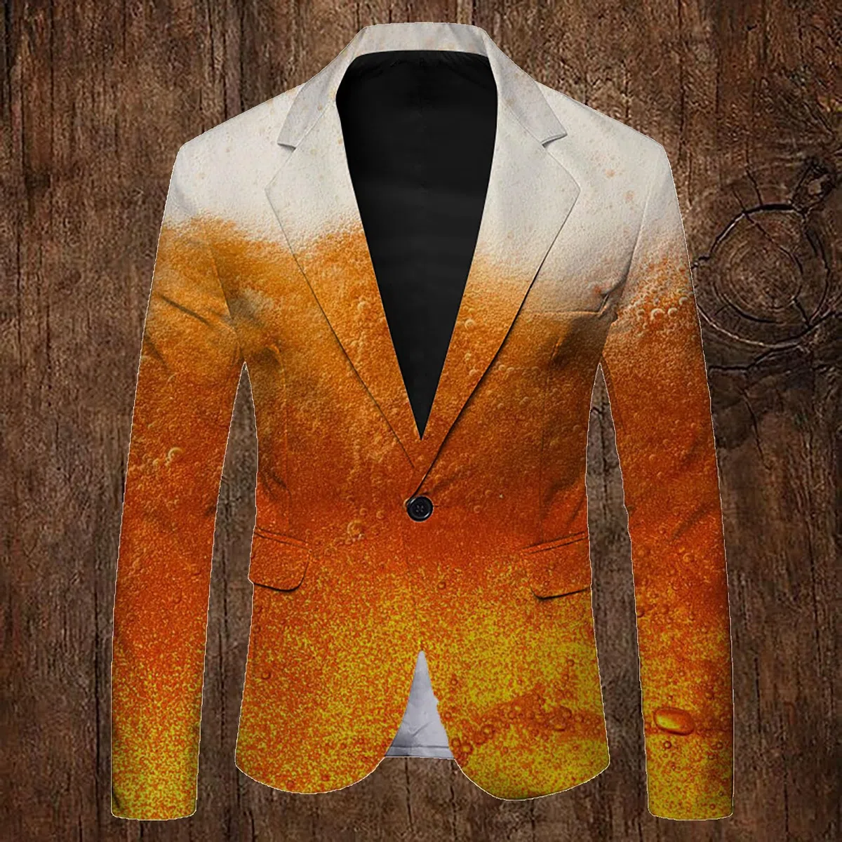 Generisch Elegante giacca da uomo con stampa birra per Oktoberfest, elegante abbigliamento per feste, abbigliamento formale, per uomini e donne (giallo, M)