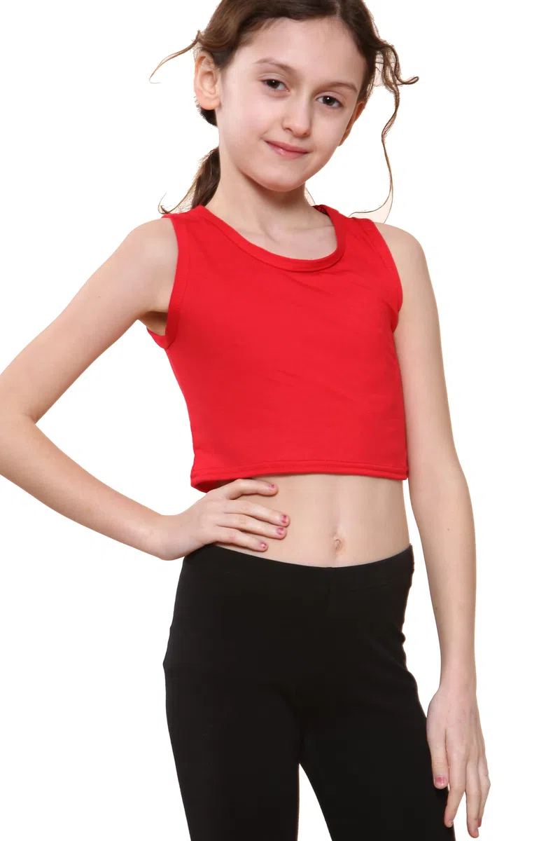 Gum & Berries Bambini Ragazze Neon Fluorescente Gilet Crop Top T-Shirt Tee Top Abbigliamento da Ballo Ginnastica Travestimento età 5-14 Anni