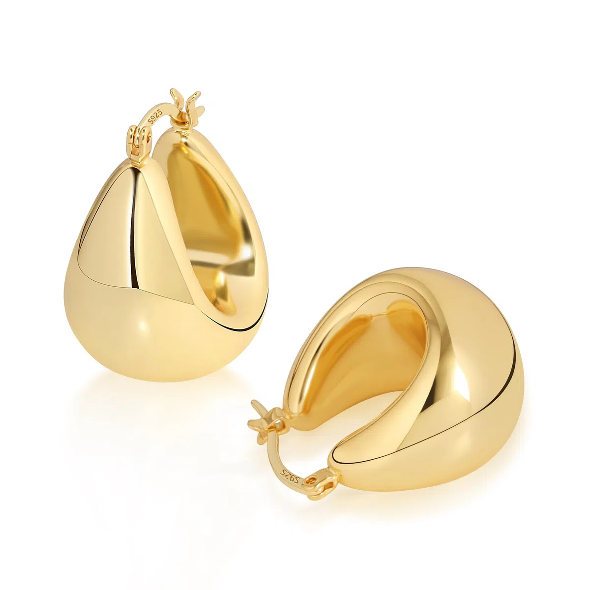 ALEXCRAFT Orecchini Donna Argento 925 Ago Chunky Cerchio 14K Oro Placcato