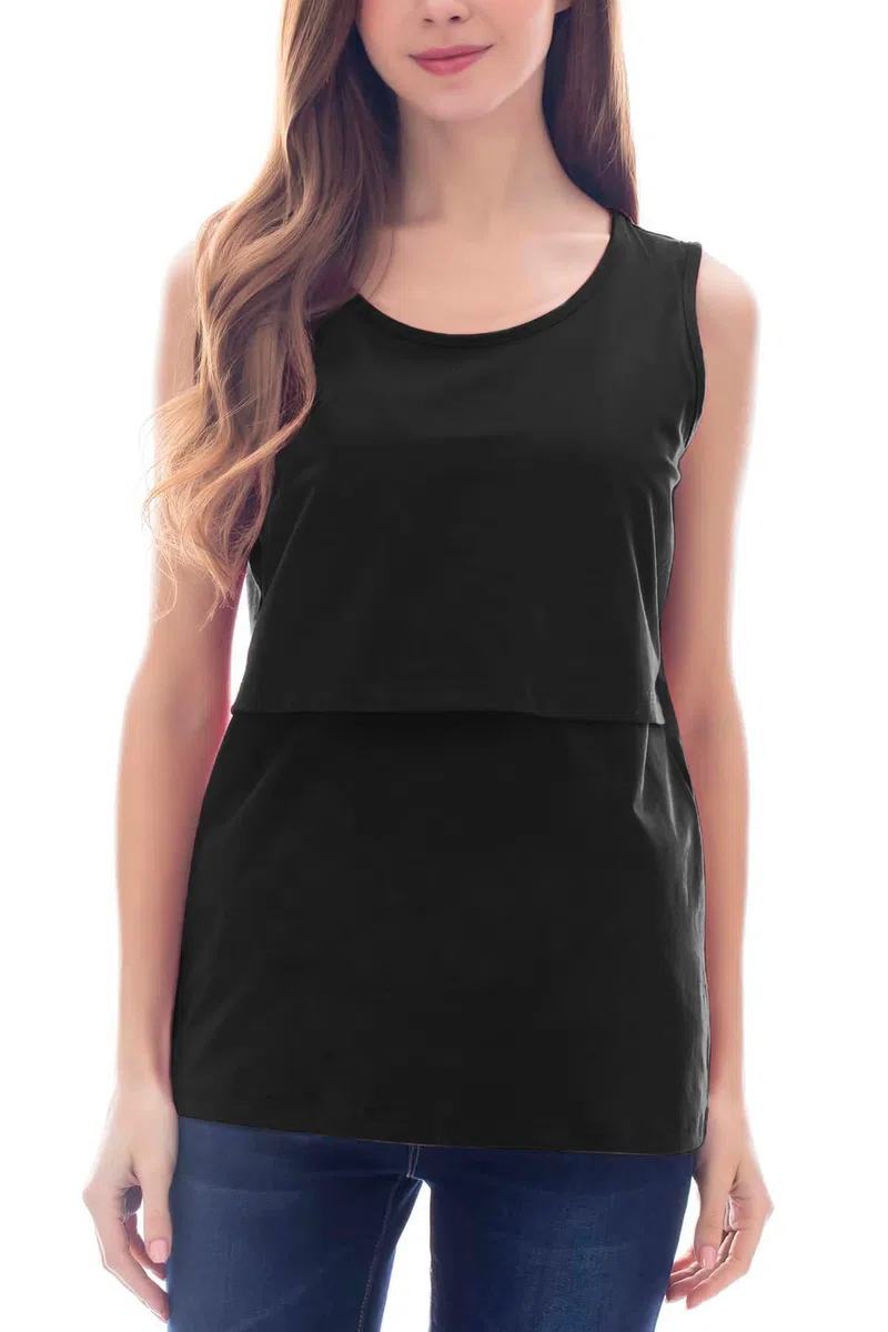 Smallshow Canottiere per Donna maternità Infermieristica Senza Maniche Top Canotta Allattamento in 3 Pezzi Army Green-Black-Deep Grey XL
