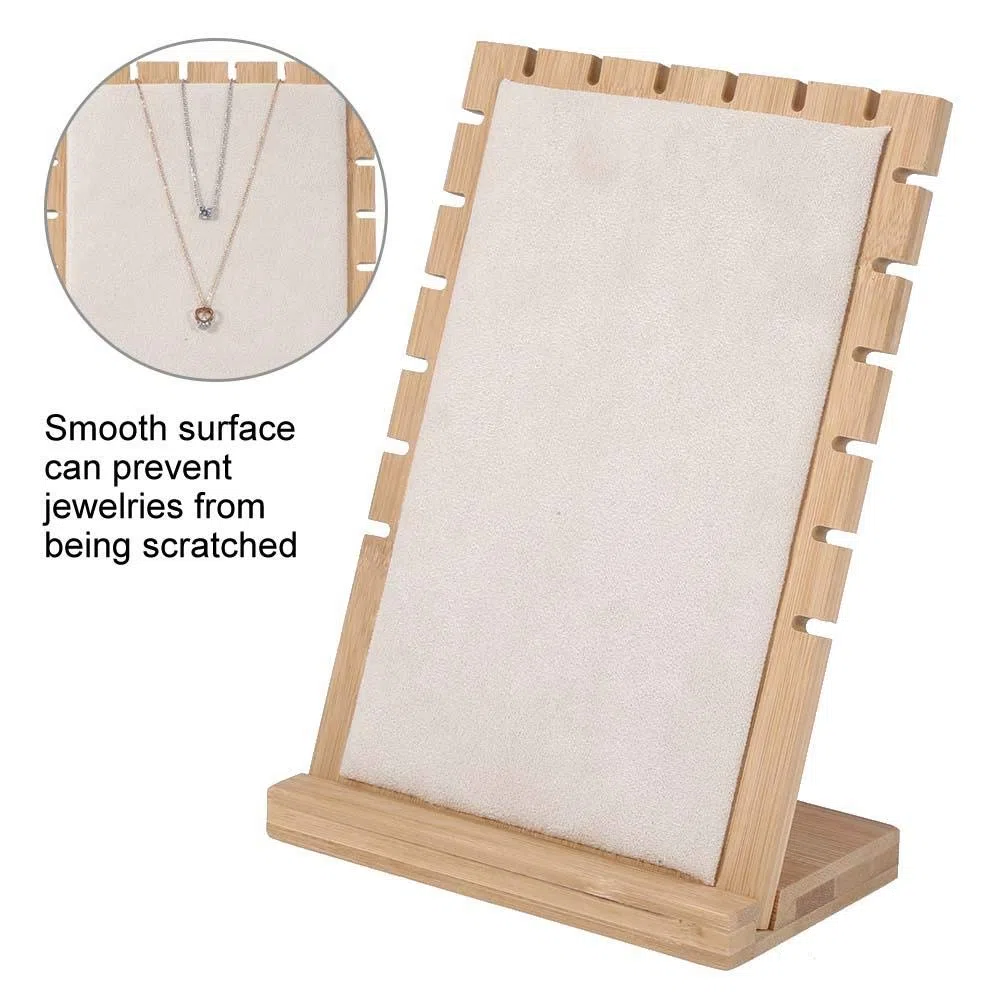 Focket Porta Gioielli, Porta Gioielli Organizzatore, Legno Ecologico Durevole Rimovibile per Collana per Ciondolo(Beige)