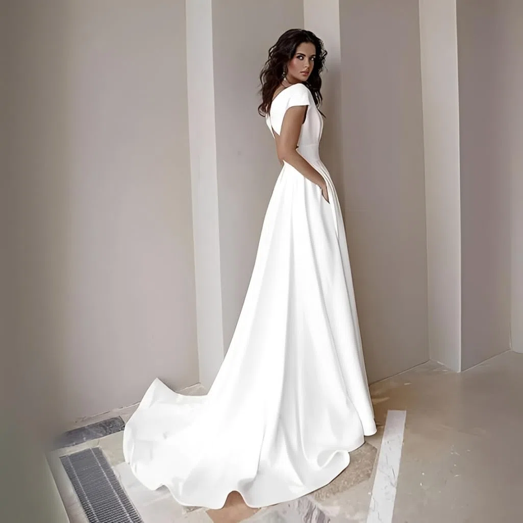 Vestiti da Cerimonia Donna Elegante Scollo a V Sexy Maxi Abiti Senza Schienale con Spacco Abito Lungo da Sera Linea ad A Vestito Moda Stile Impero per Feste Cocktail Nozze Banchetto