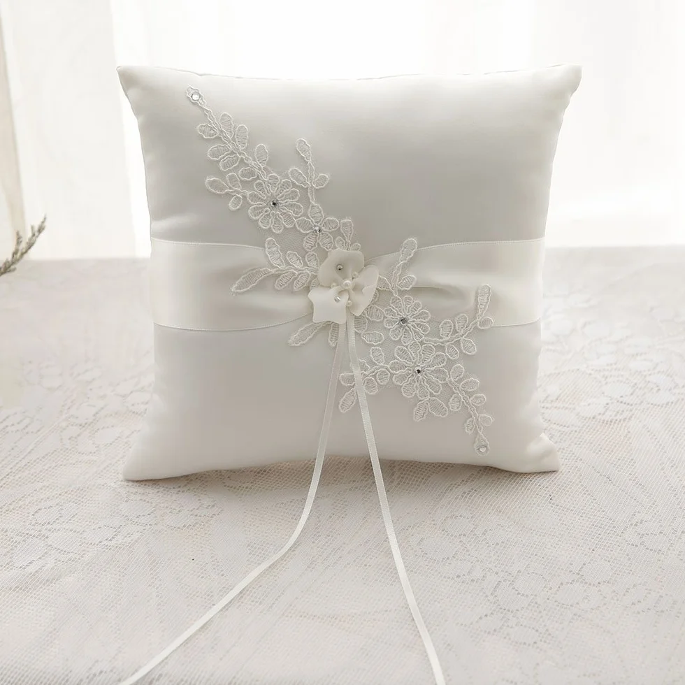 Awtlife Flower Wedding Ring Pillow Avorio Portacuscino per matrimonio in spiaggia 21 cm
