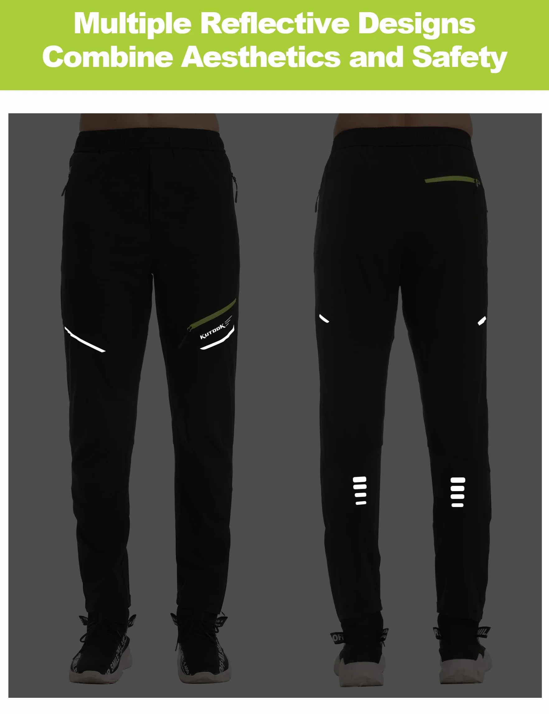 KUTOOK Pantaloni Ciclismo Invernali Pantaloni Softshell Uomo Pantaloni MTB Lunghi Antivento Impermeabile da Trekking Bici Escursionismo Montagna Arrampicata