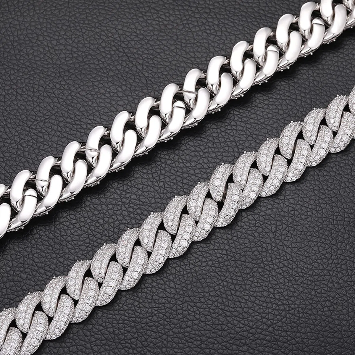 Catena a maglia cubana placcata in oro bianco 18 carati, 18 mm, Miami Bling 5A+, con zirconia cubica, stile hip hop, rapper, collana spessa a maglie cubane, regalo di lusso per uomini e donne
