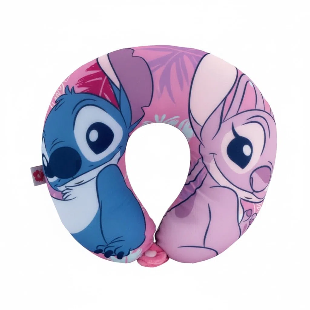 Disney Stitch e Angel Cuscino da Viaggio per il Collo, Cuscino per il Collo in Memory Foam, Cuscino da Viaggio dal Design Regolabile, Regalo per Ragazze e Adolescenti