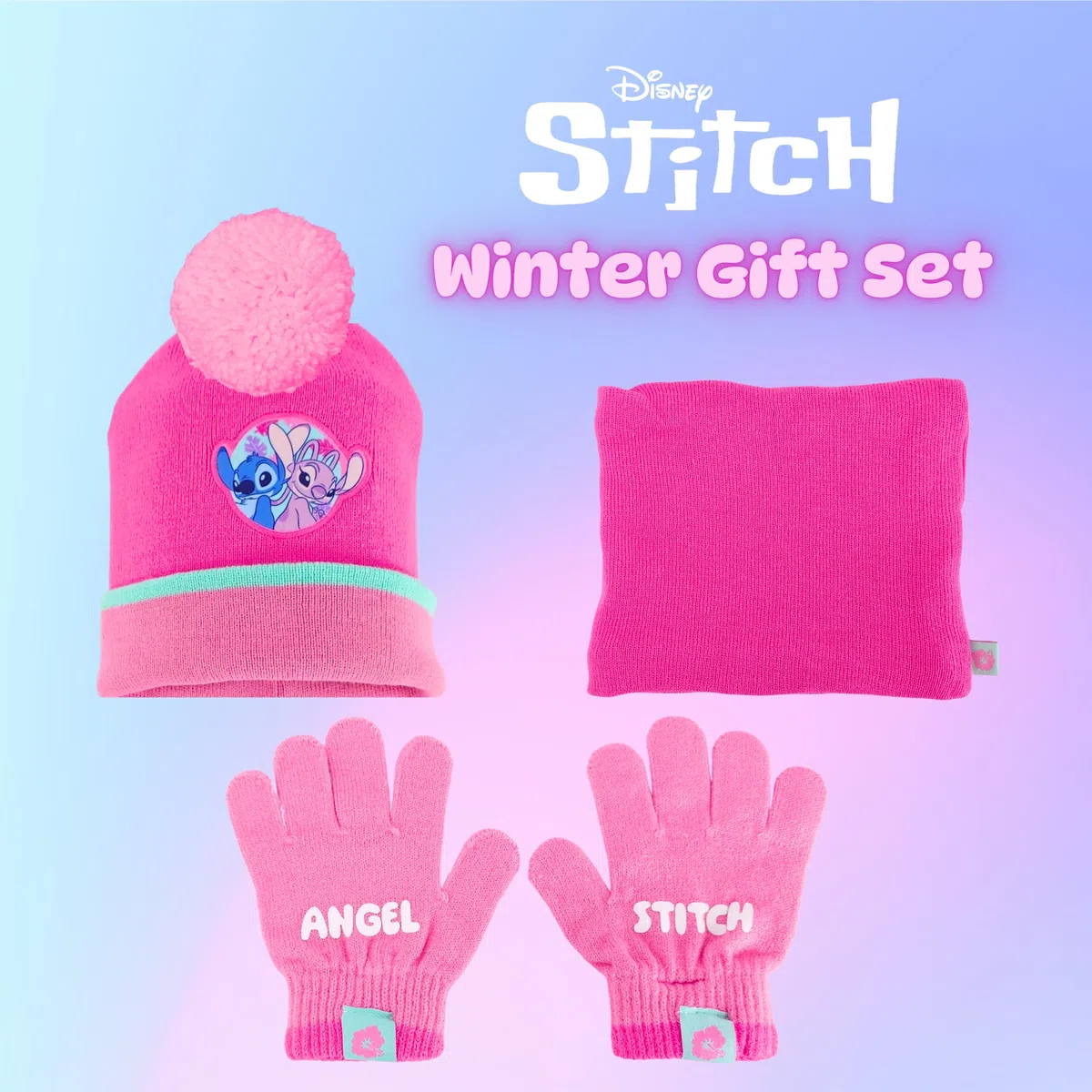 Disney Stitch e Angel Cappello, Sciarpa e Guanti per Ragazze, Cappello Invernale Regalo per Bambina