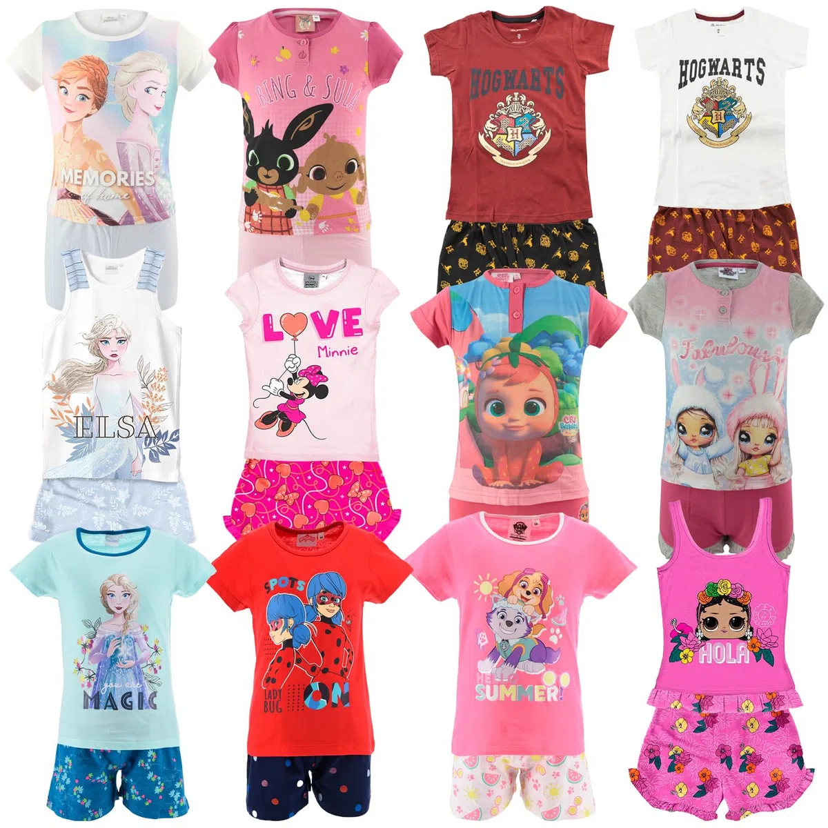 Bambina - Pigiama Completo 2 Pezzi Set Maglietta e Pantaloncino - Cotone