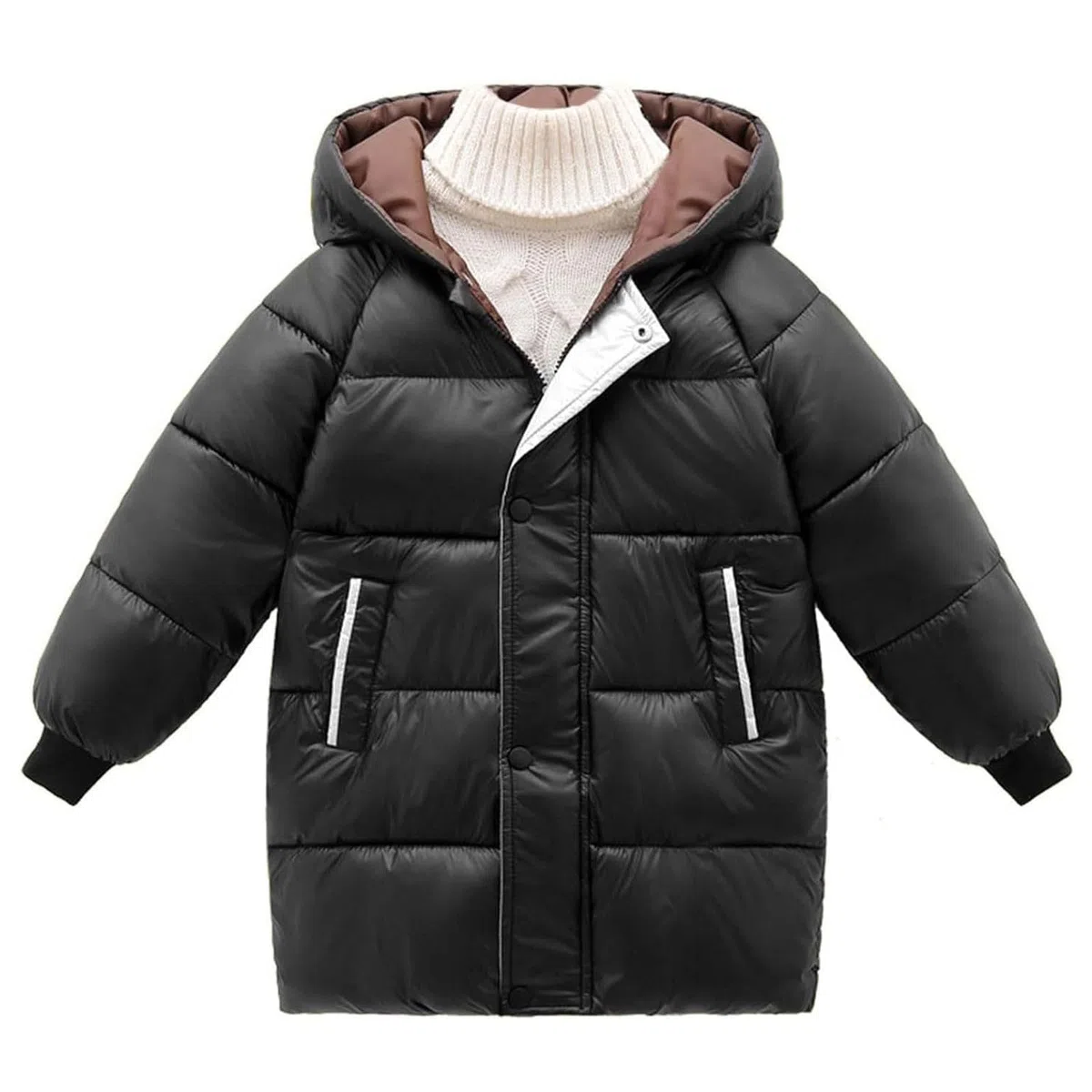 Abbigliamento Invernale per Bambini Cappotto Lungo con Cappuccio per Bambini Piumino per Bambini Autunno e Inverno Cappotto Lungo Imbottito Caldo con Cappuccio per Ragazze 7-8 Anni