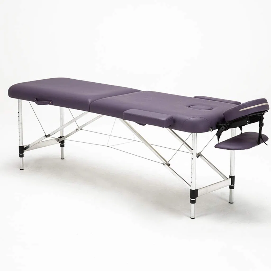 Lettini da Salone Lettino da Massaggio Lettino da Bellezza Larghezze del Divano 23,62 Pollici Letti Portatili Professionali a 2 sezioni con Piedini in Alluminio(Purple)