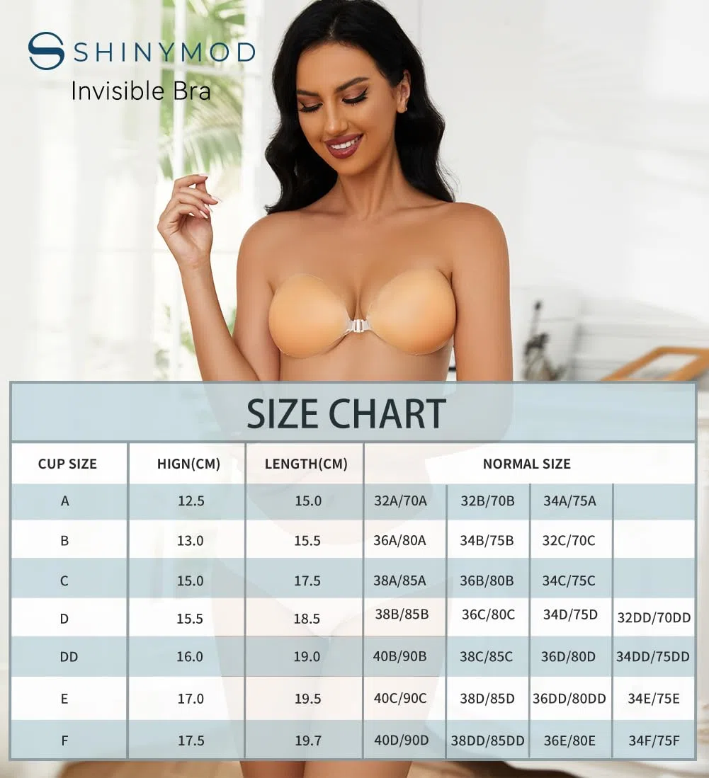Reggiseno Senza Spalline, Adesivo in Silicone Reggiseno Invisibile Senza Schienale Push Up Sexy Riutilizzabile Confortevole Reggiseno a Coppa per Costume da Bagno Donna