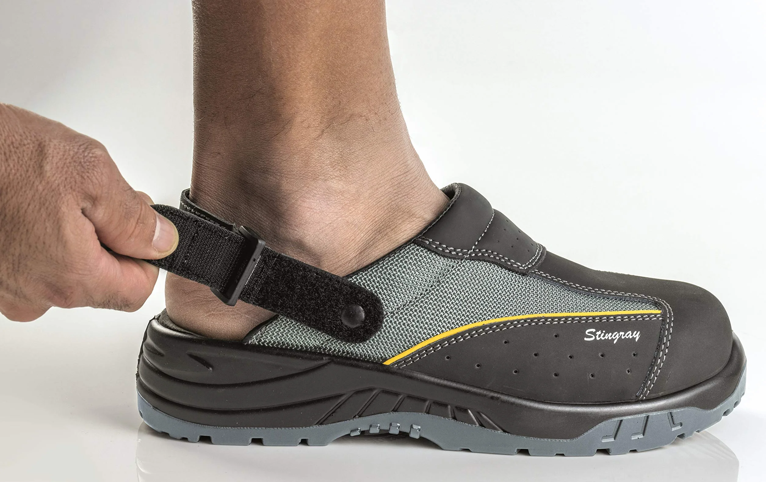 EUROROUTIER Stingray Black Leather, Zoccoli Scarpe Antinfortunistiche Certificate CE EN ISO SB+A+E+FO+SRC