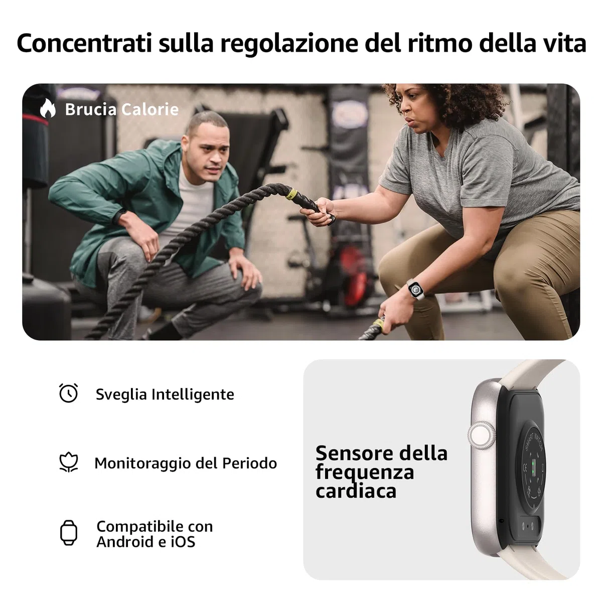 AcclaFit Smartwatch Uomo Donna, 1.85" Full Touch Screen Smartwatch con Effettua/Risposta Chiamate, Fitness Tracker con Pressione Sanguigna e Monitor Sonno, 140+ Sport Step Counter per Android iOS