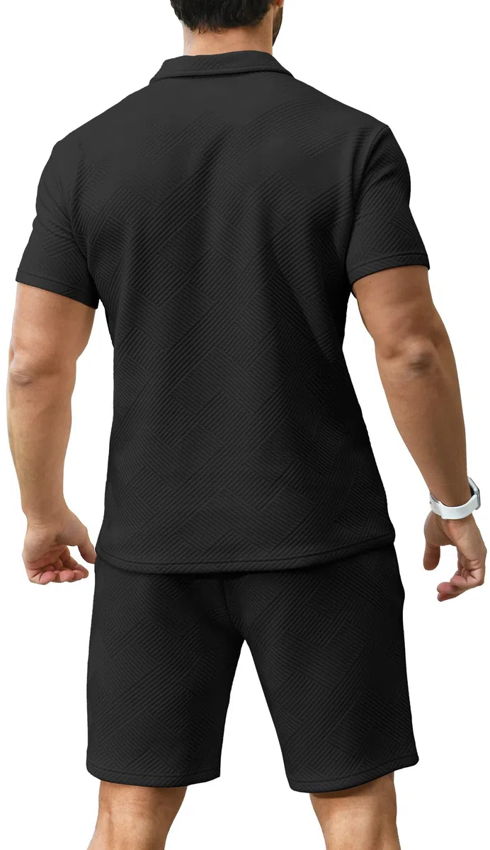 KUYIGO Uomo Polo e Pantaloncini 2-Piece Set Abbigliamento Tuta Estiva Moda Casual Tute Sudore M-3XL