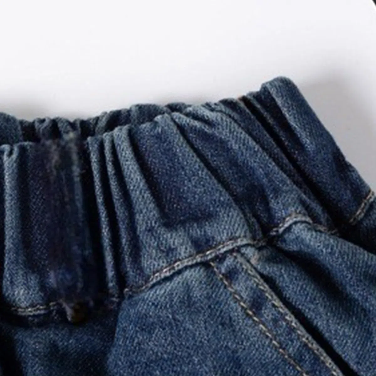 Generico Pantaloncini Jeans Ragazzo Bermuda Ragazzo Estivi Jeans Short Bambino Lunghi al Ginocchio Pantaloni Corti Denim Jean Jorts Regular Fit Comodi Y2k per Il Tempo Libero con Tasche 4-10 Anni