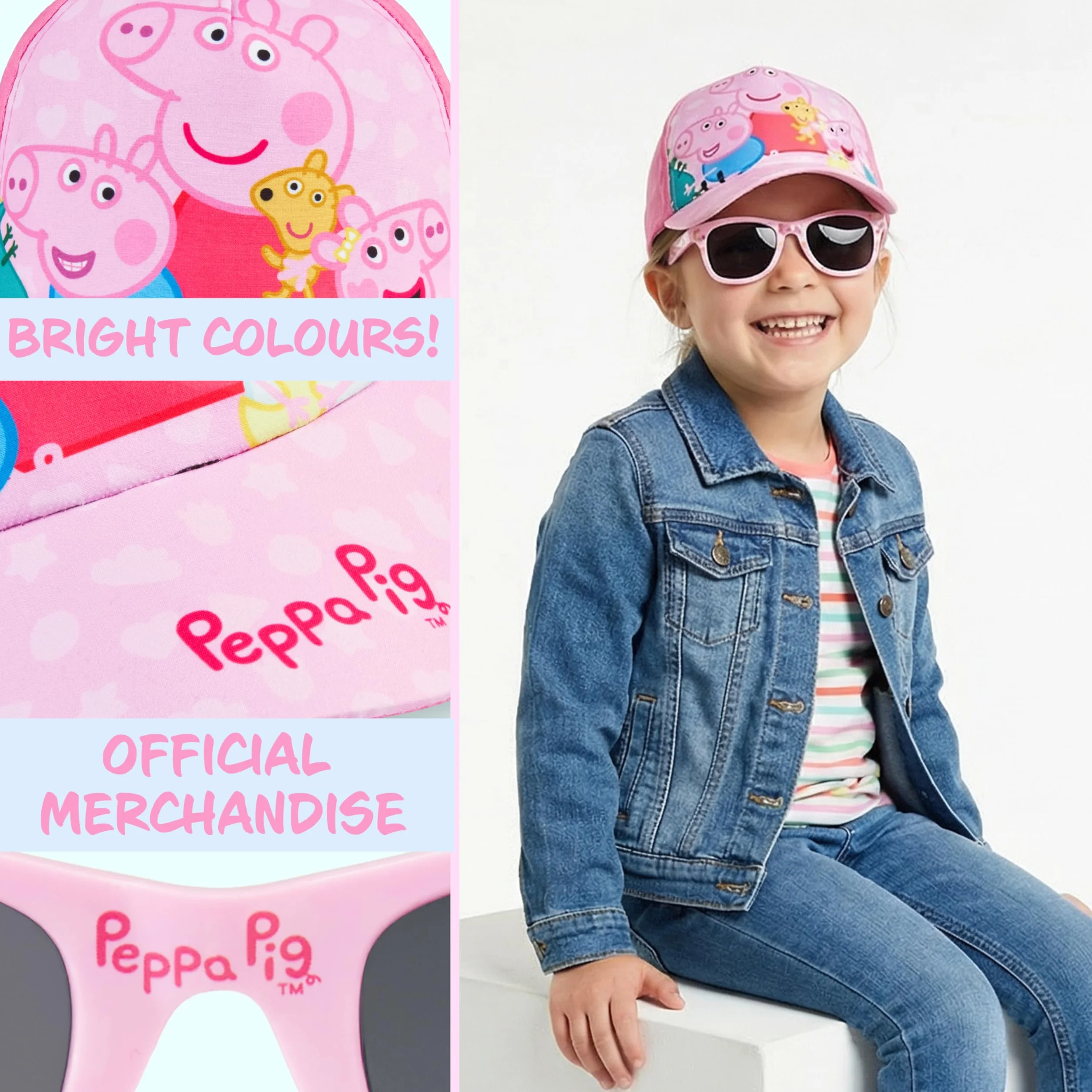 Paw Patrol | Peppa Pig Occhiali da Sole Cappello Bambina Set, Regolabile Cappellini con Visiera 100% UV Protezione