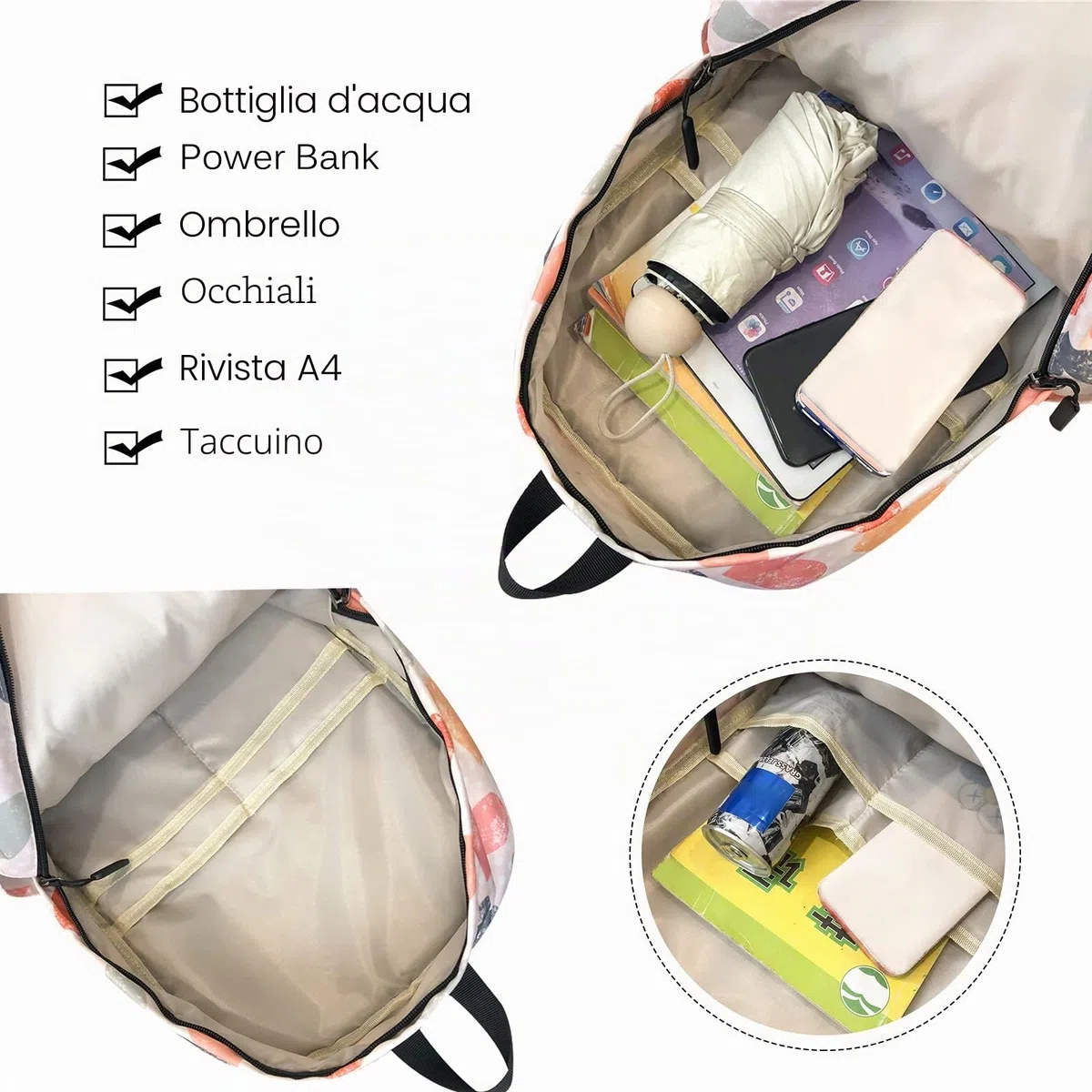 FANDARE Zaini Casual Zaino Scuola Ragazza Ragazzi Zainetto Cartelle Zaino Scuola Borse a Zaino Laptop Zainetti per Donna Uomo All'aperto Viaggio Università Shopping Daypacks Impermeabile Poliestere