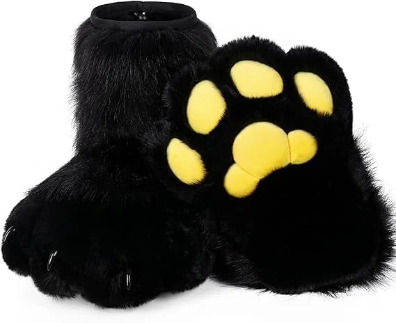 Gatto Lupo Cane Volpe Piedi pelosi Zampa, Piedi Zampa Artiglio Scarpe Stivali pelosi, Accessori per costumi per cosplay per adulti