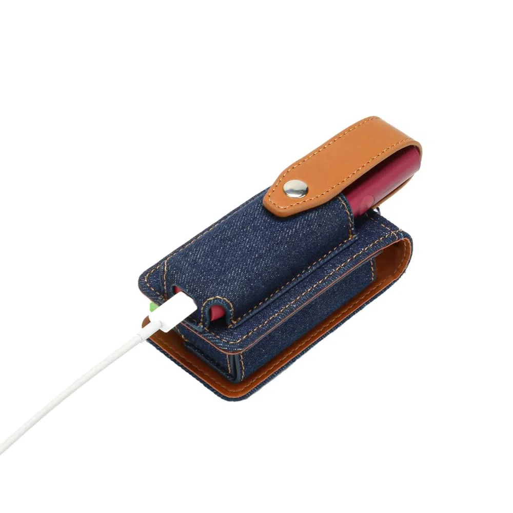 Custodia per Sigaretta Elettronica per IQOS ILUMA ONE per IQOS MULTI, Portasigarette in Pelle, Custodia Protettiva Antiurto Resistente ai Graffi (Denim blu scuro)