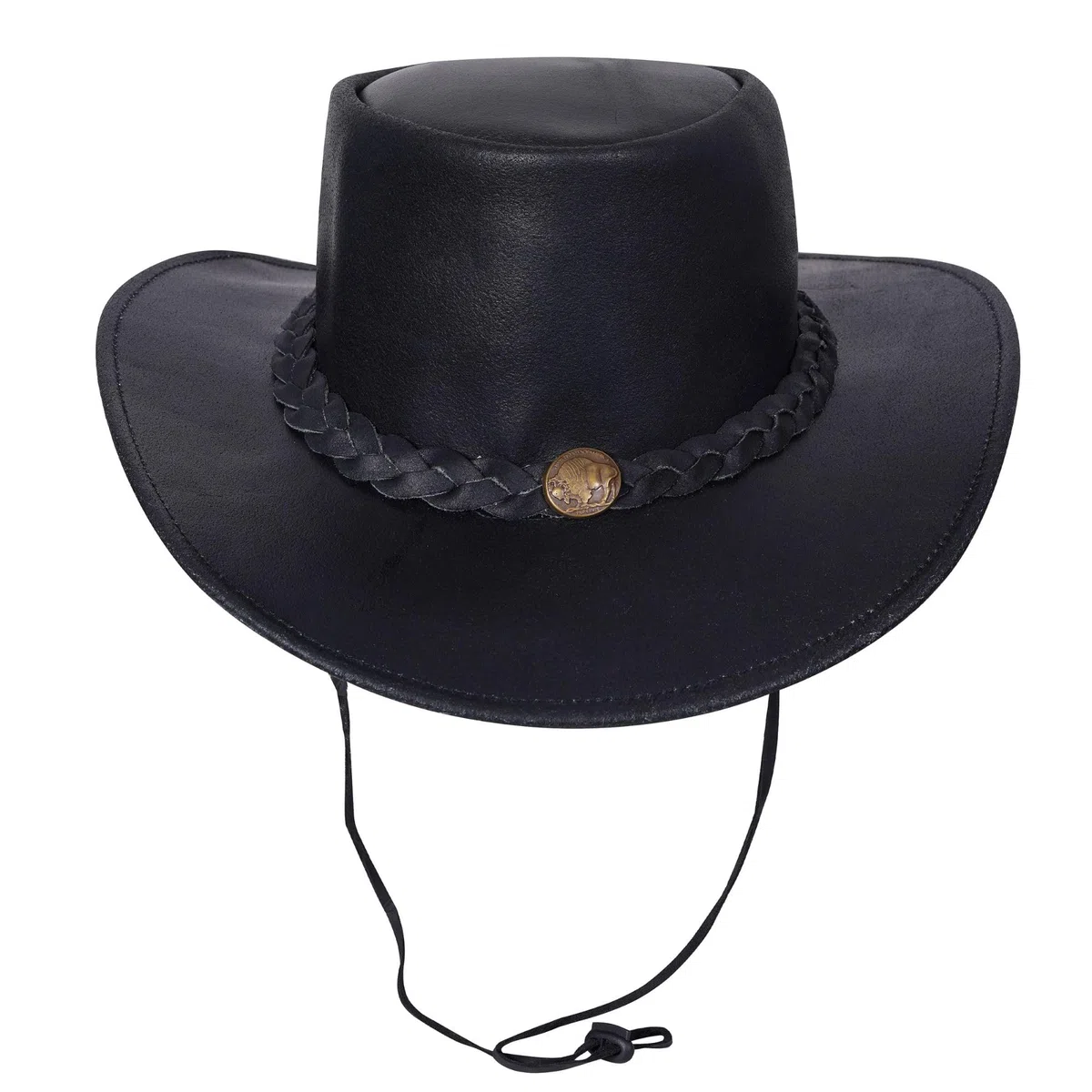 URBAN 5884 Cappello da Cowboy in Vera Pelle Plain, Cappello Western Uomo/Donna in Vera Pelle Bovina, Tesa Modellabile e Sottogola Regolabile