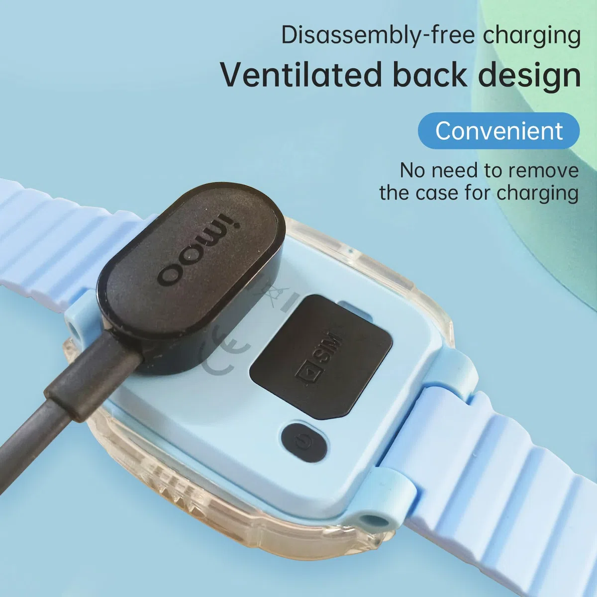 Set 4 in 1, compatibile con la custodia protettiva per display e cinturino in silicone e cordino, protegge il set di combinazione di orologi del tuo bambino (blu Z3)