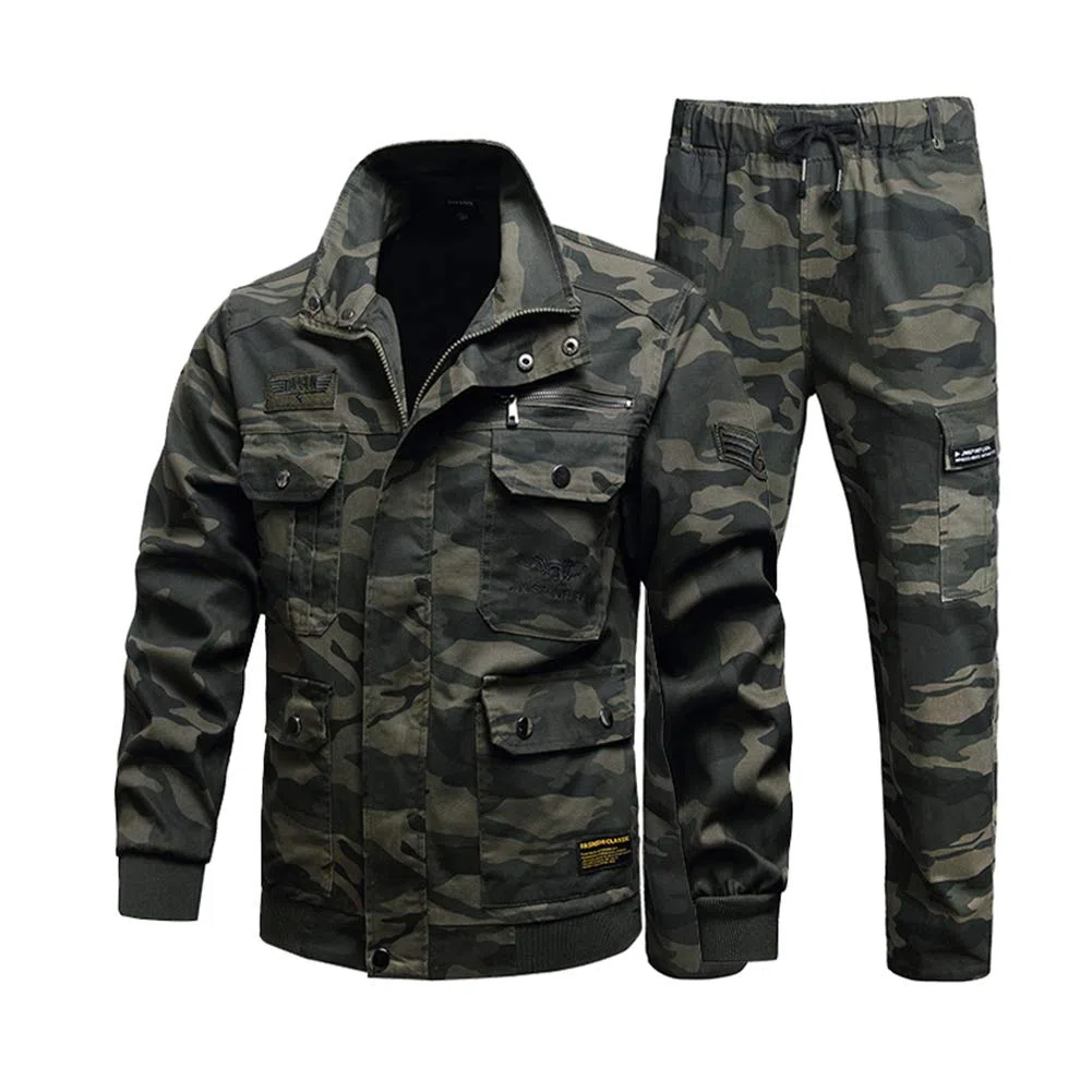 Camice da Lavoro, Giacca da Saldatore, Cotone Camuffare Molteplici Tasche Adatto per Fabbriche, Logistica, Edilizia, Saldatori, Riparazioni Auto, ECC.,L