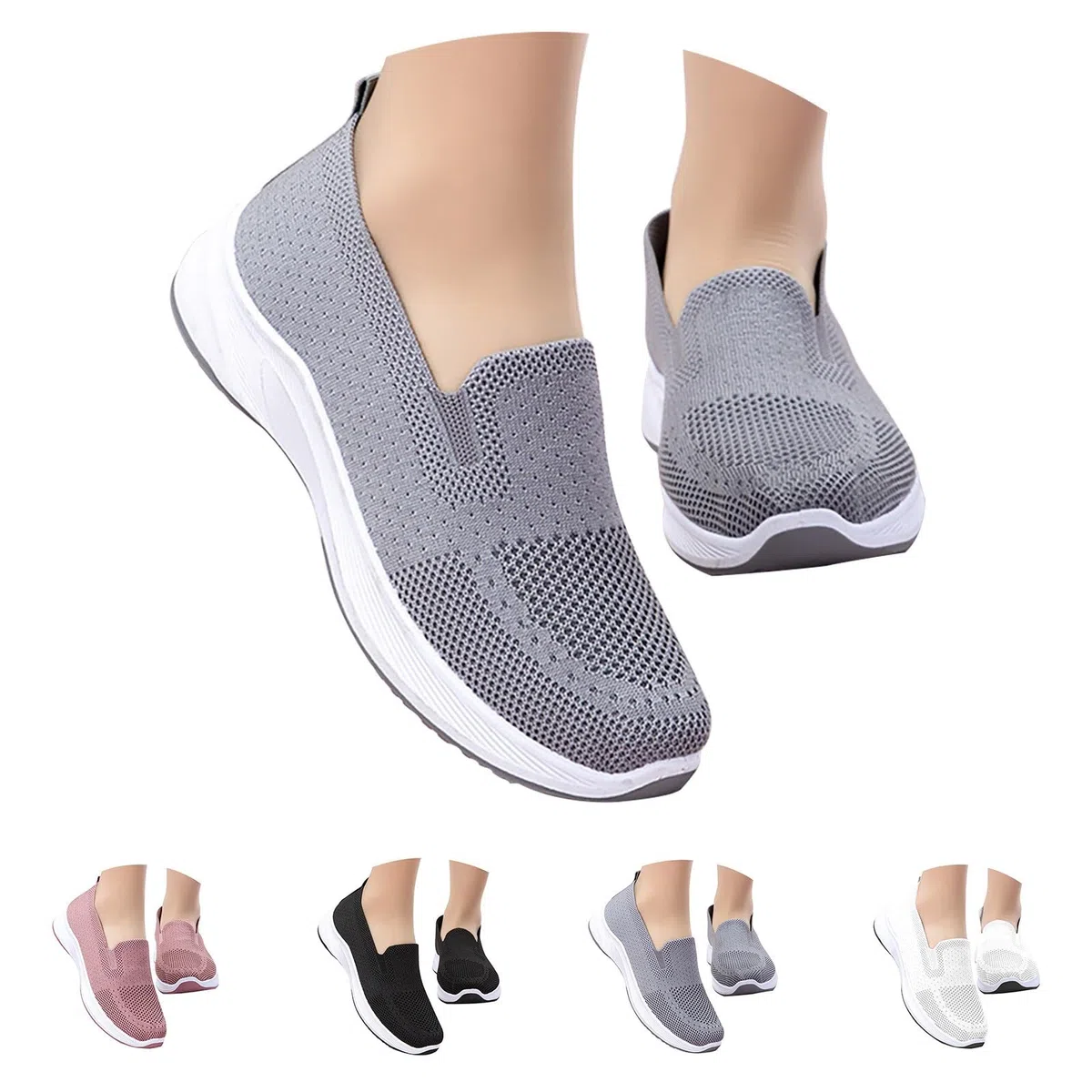 FGUUTYM Scarpe ortopediche da donna con cuscino ad aria, scarpe da ginnastica larghe H infermiere walking in memory foam traspirante maglia scarpe casual slip on sport allenamento scarpe da corsa su