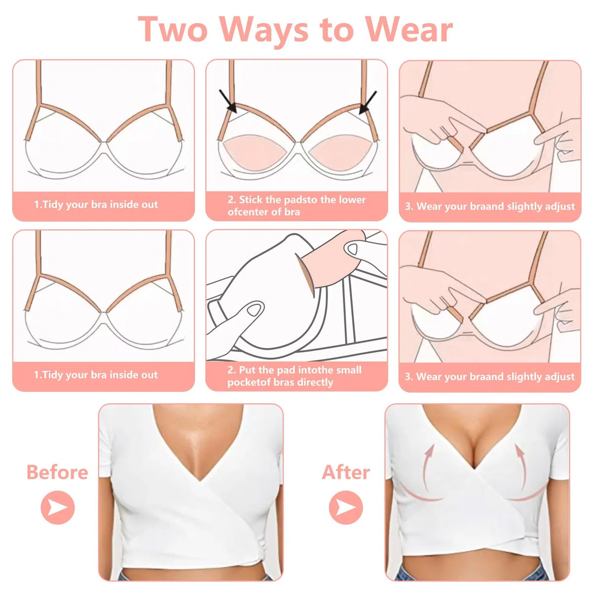 Imbottitura Reggiseno Silicone Coppe per Reggiseni Coppe per Costumi da Bagno 2 Paia Diversi Spessori Rimovibili Reggiseno Adesivo per Una Varietà di Reggiseni