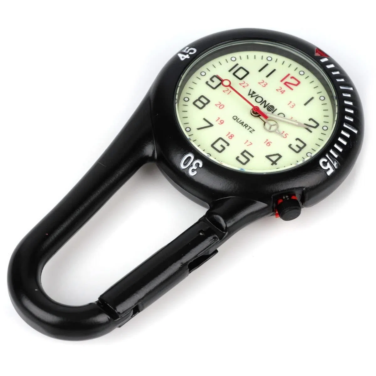 WONOLO Clip on Carabiner Luminous Face FOB Watch Digital for Doctors Nurses Paramedics Chefs Sport Unisex Men Women