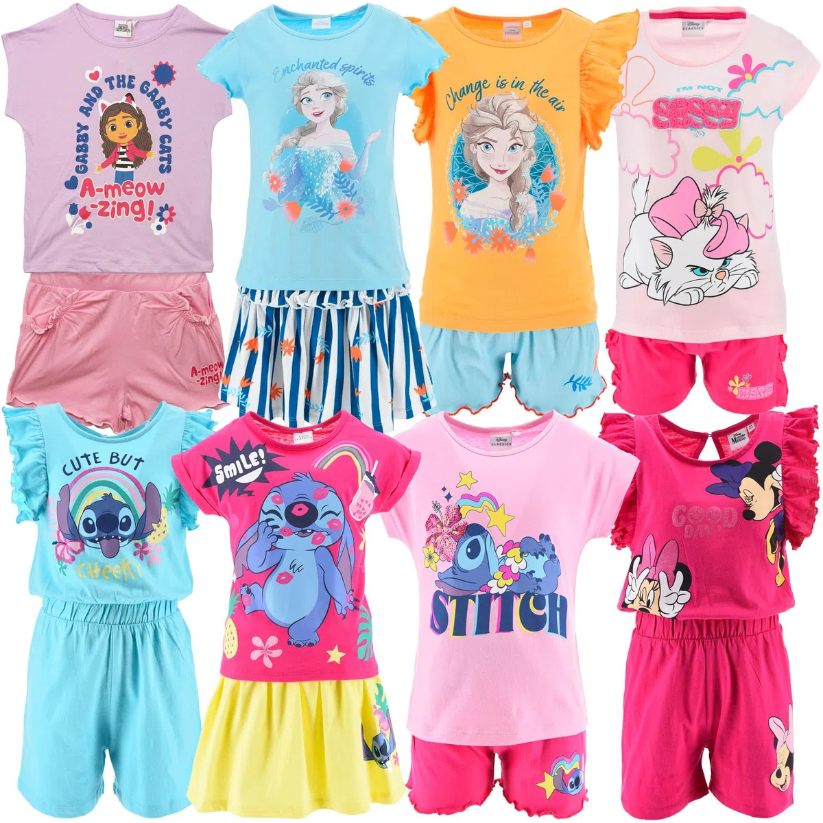 Cartoni Animati - Bambina - Completo Coordinato Beach Set 2 pz T-Shirt Maglia Maglietta e Pantaloncino