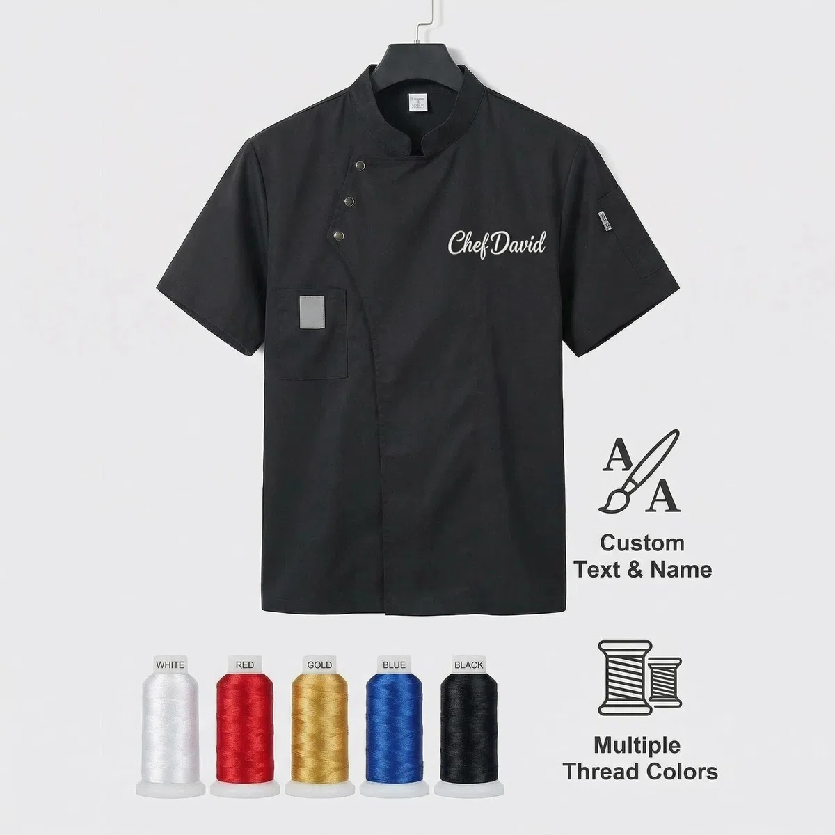 Giacca da chef personalizzabile per uomo e donna, giacca da cuoco personalizzata con nome/testo ricamato, crea la tua camicia da chef