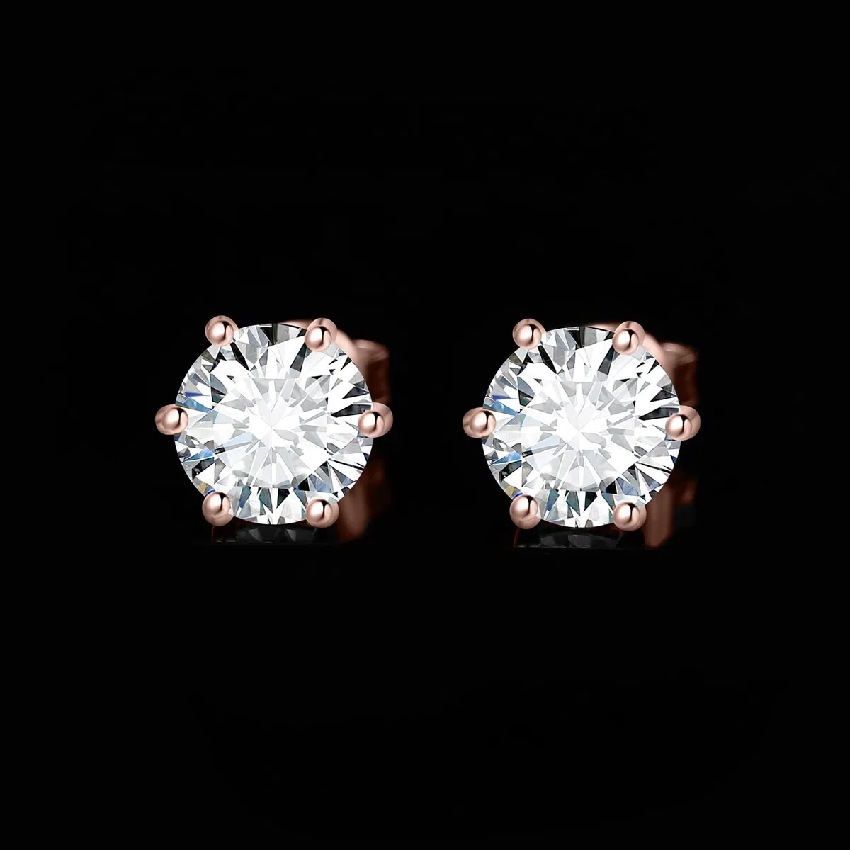 JewelryPalace Orecchini a Bottone Donna Argento 925 con Creato Moissanite, Piercing a Lobo con Pietra a Taglio Rotondo, Solitario in Tre Ori Set Gioielli