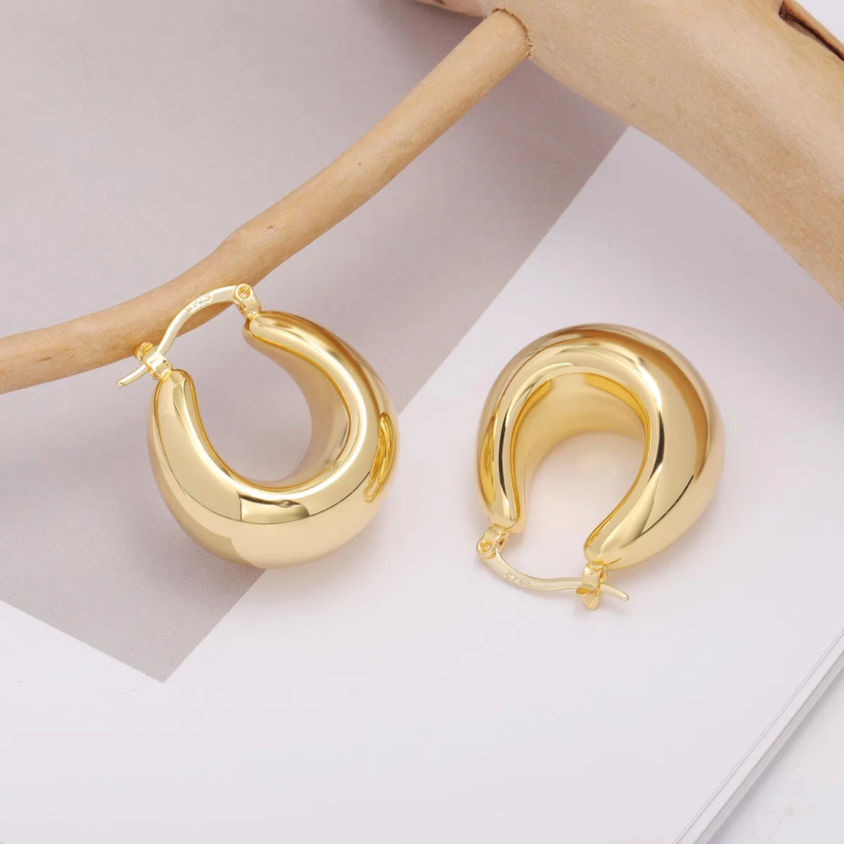 ALEXCRAFT Orecchini Donna Argento 925 Ago Chunky Cerchio 14K Oro Placcato
