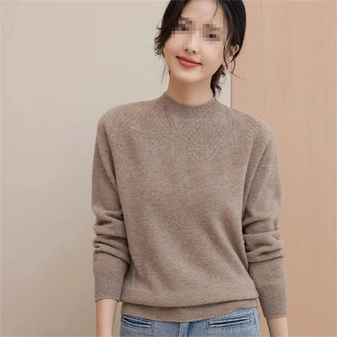 Vogrtcc Maglione da Donna in Lana con Colletto A O. Pullover Autunno Inverno da Donna in Tinta Unita