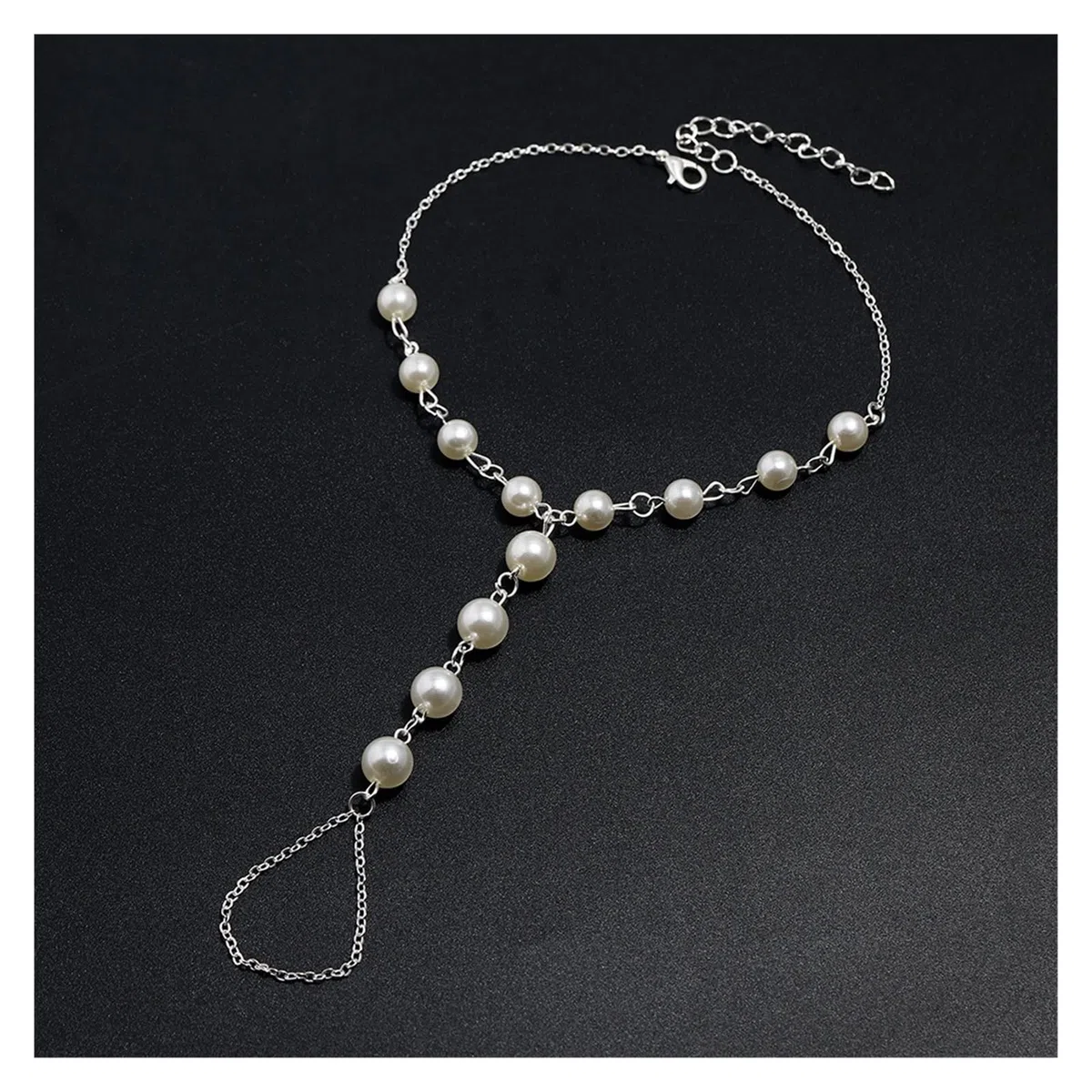Cavigliere Calzature da Spiaggia Semplici Fatte a Mano Imitazione Punta di Perla Cavigliere Regolabili Cavigliere da Donna Cavigliere da Donna (Color : Silver)