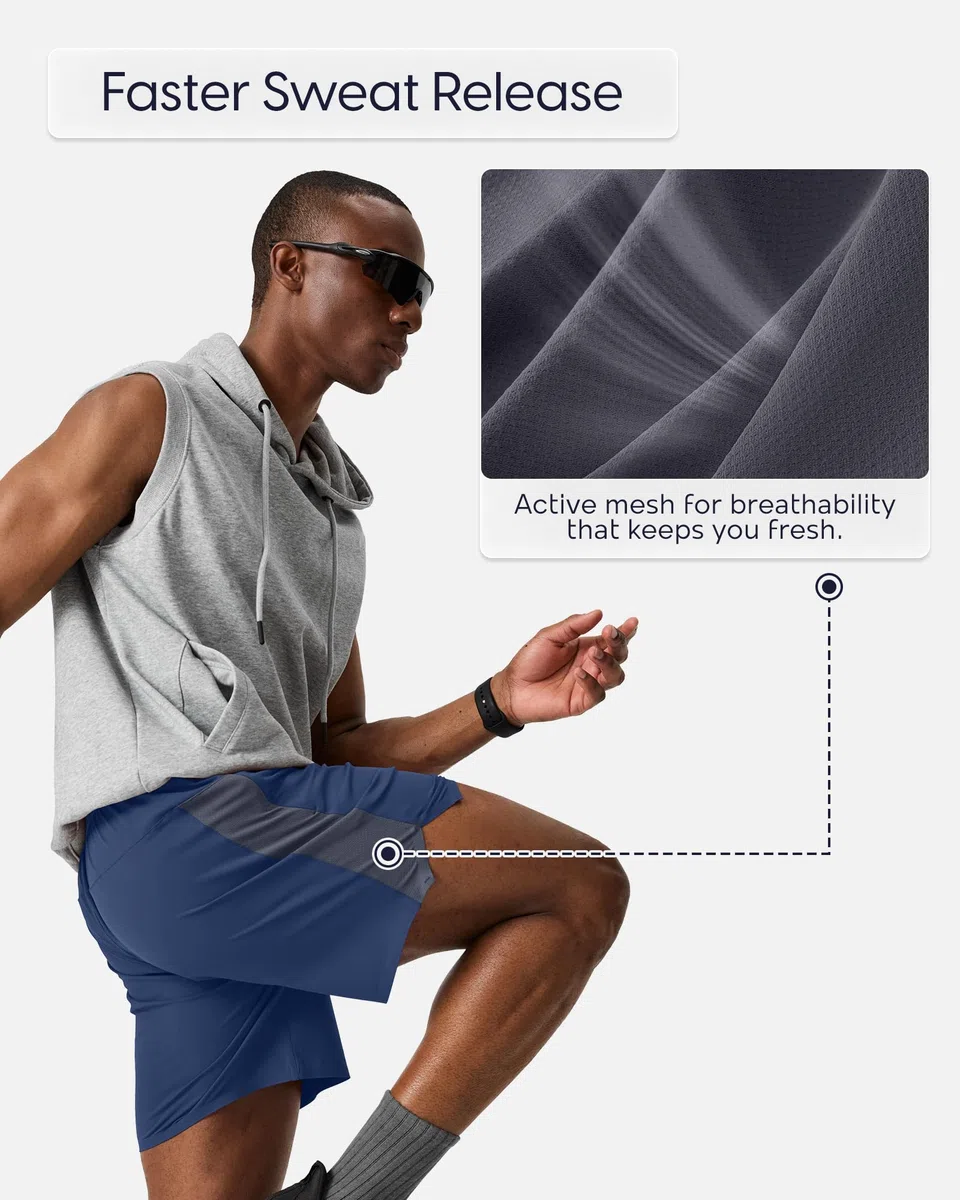 MaaMgic Pantaloni corti da corsa da uomo, aggiornamento 2.0, ad alta elasticità, con tasche, ad asciugatura rapida, 4 vie, elasticizzati, per corsa, fitness, allenamento atletico