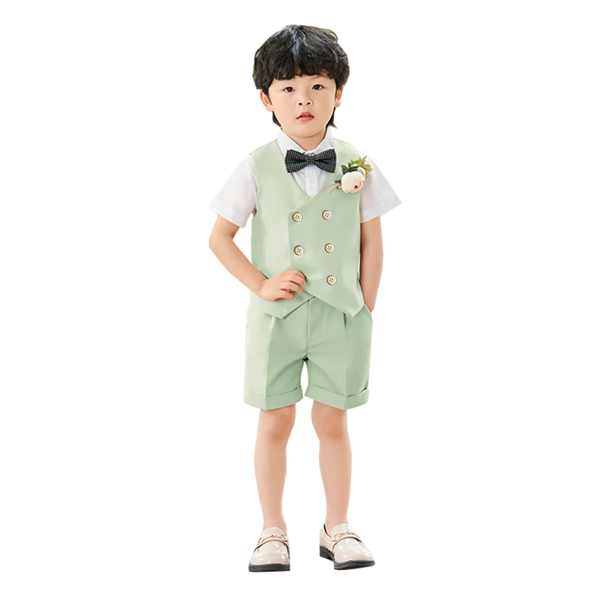 LOLANTA Completo Estivo per Ragazzi, Set di Gilet Doppiopetto, Abbigliamento Elegante per Cerimonia 2-11 Anni