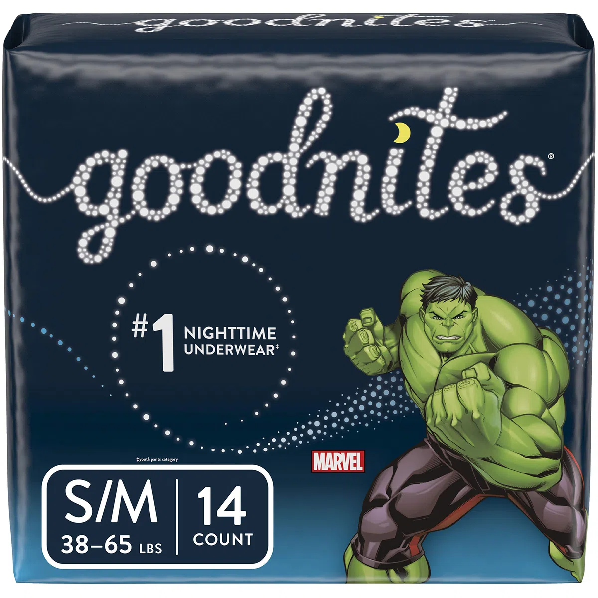 Goodnites Biancheria intima per bambini, S/M (17-29,5 kg), 14 ct, confezione jumbo (la confezione può variare)