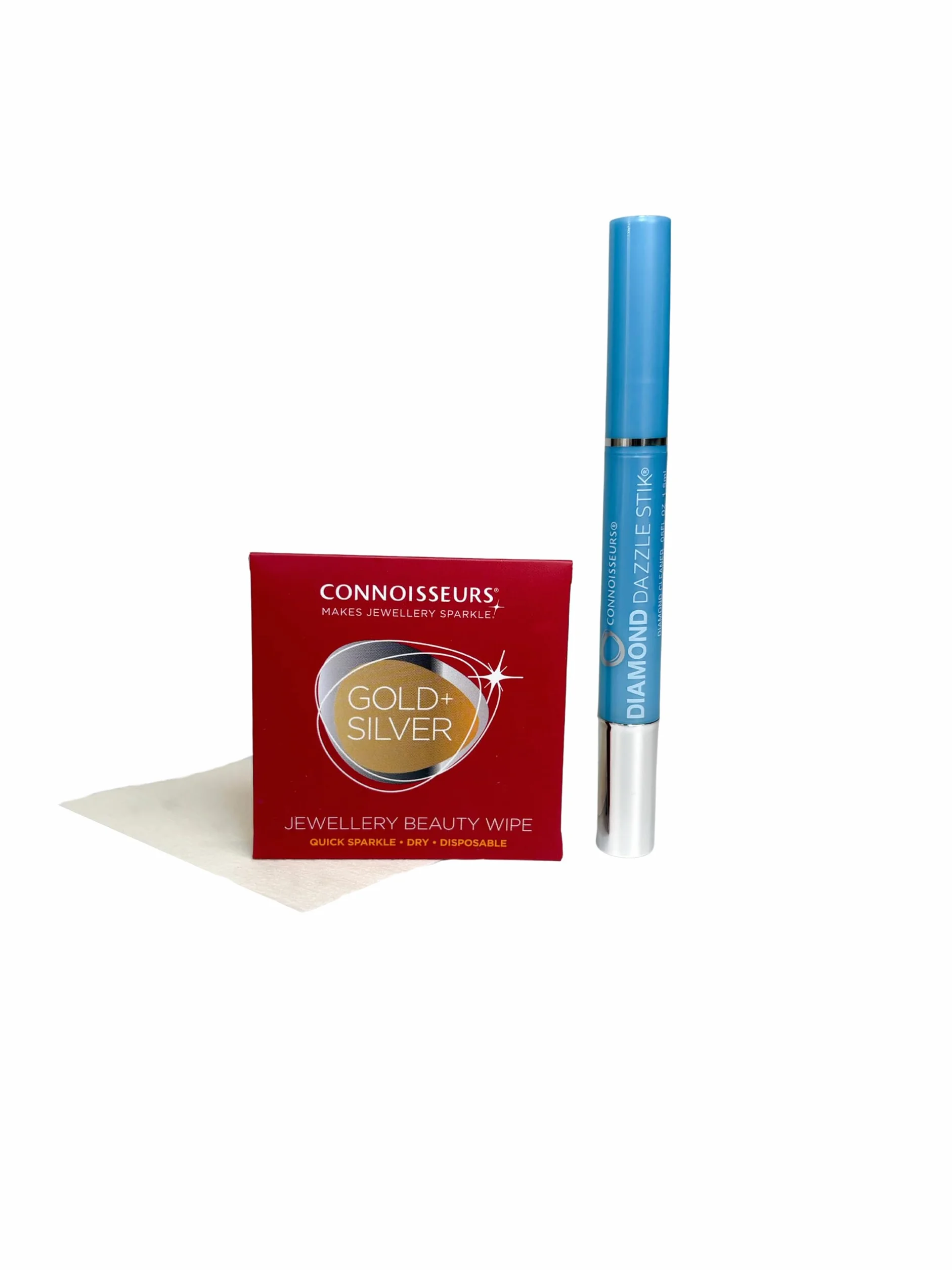 Connoisseurs Kit Pulizia Gioielli | Diamond Dazzle Stick e 6 Panni Detergenti | Pulitore Gioielli Oro, Diamanti, Platino e Argento | Detergente Anelli