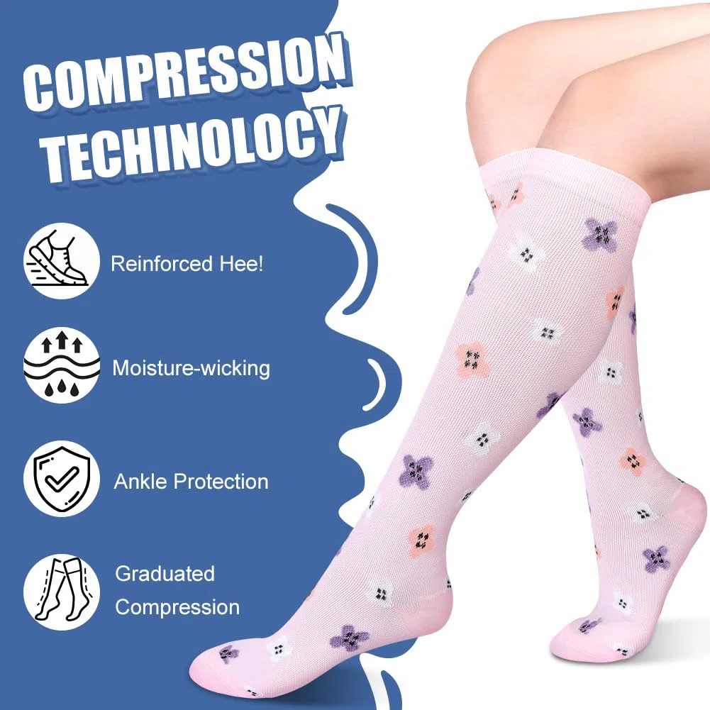 DiULi 3 Paia Calze a Compressione per Donna e Uomo Circolazione Miglior Supporto alla per Atletica,Corsa,Ciclismo,Viaggi