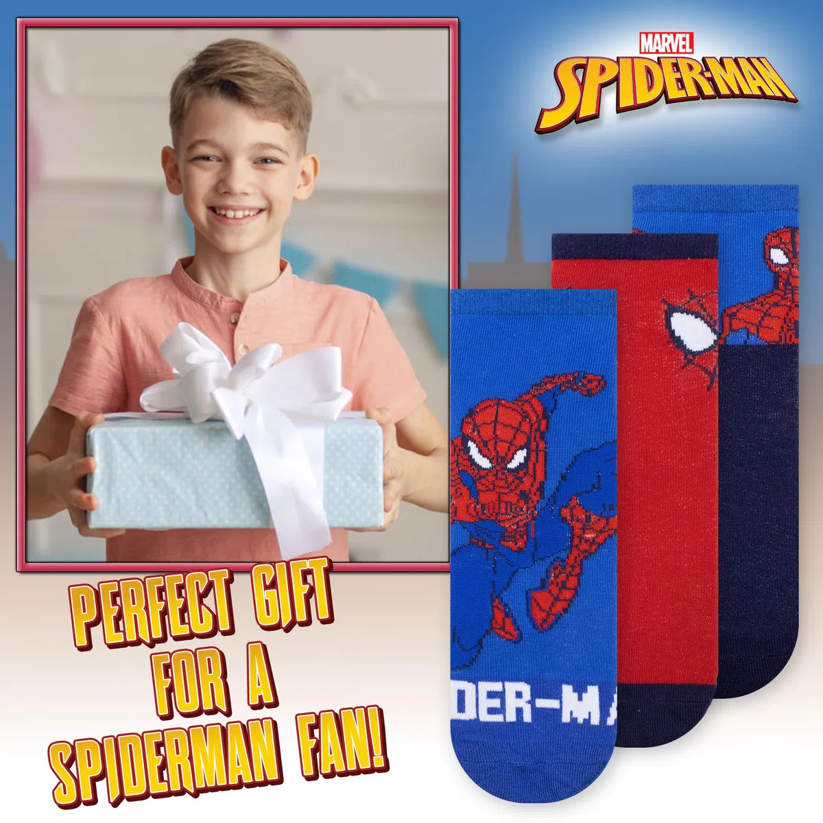 MARVEL Calzini per bambino Spiderman set 3 paia di calze in cotone bimbo 7113
