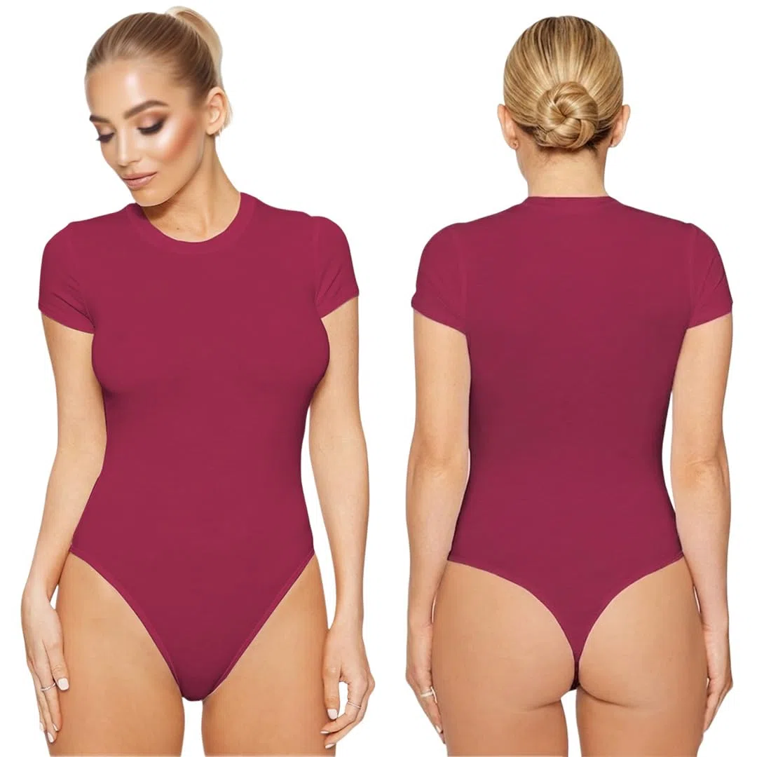 Body Donna Maniche Corte Girocollo – Maglia Elastica Comoda con Chiusura a Scatto - Outfit Estivi Elegante versatile per Tutti I Giorni